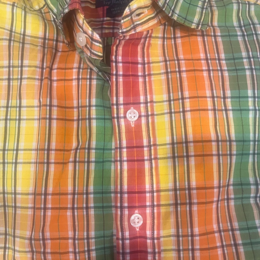 Ralph Lauren Vibrant Plaid Shirt - Green, Orange, Yellow